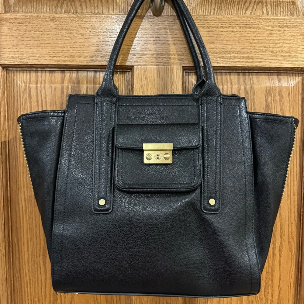 Phillip Lim for Target Large Black Faux Leather Satchel Tote Bag